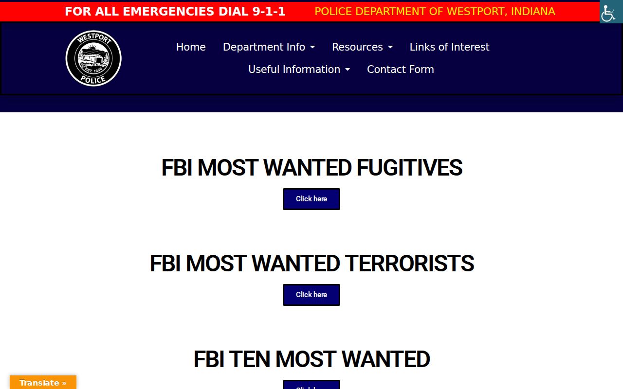 Decatur County most wanted program links on the Westport Police page