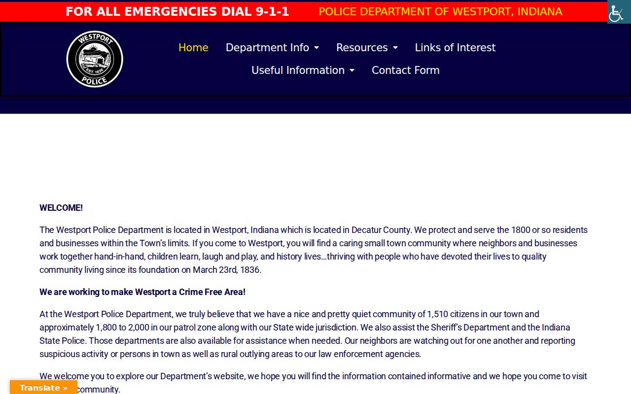 Westport warrant records contact on the official police page